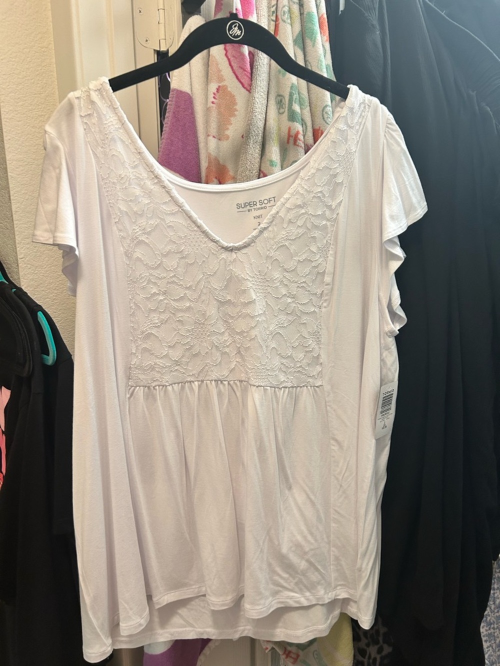 torrid White Lace Panel Scoop-Neck shirt